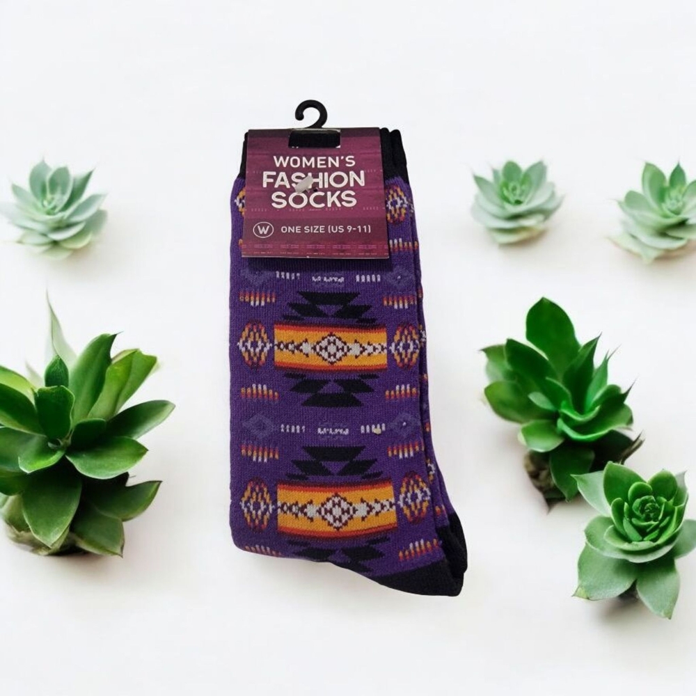 Purple Patterned Fashion Socks